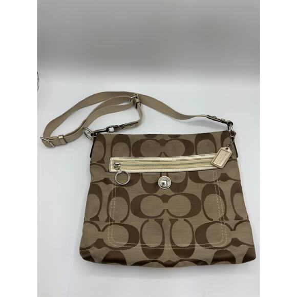 Coach Signature Crossbody Bag Brown Tan F14869 - Picture 1 of 5